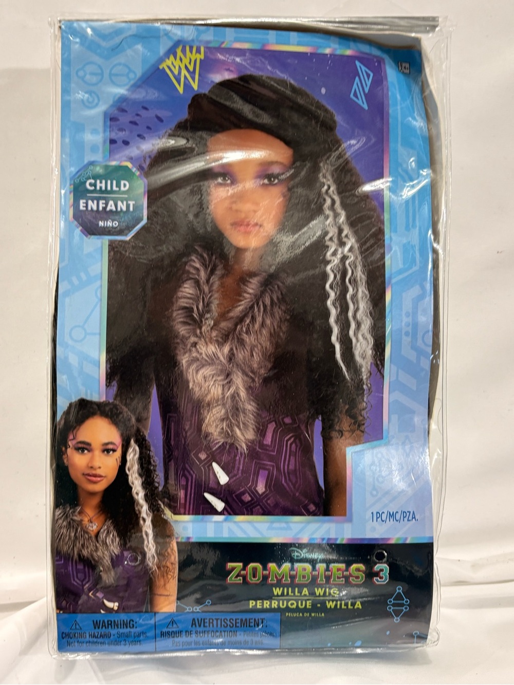 Disney Willa Wig - Black with White Streaks